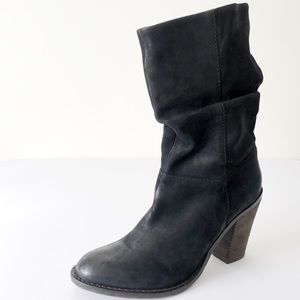 STEVE MADDEN Black Leary Slouch Mid Calf Boots